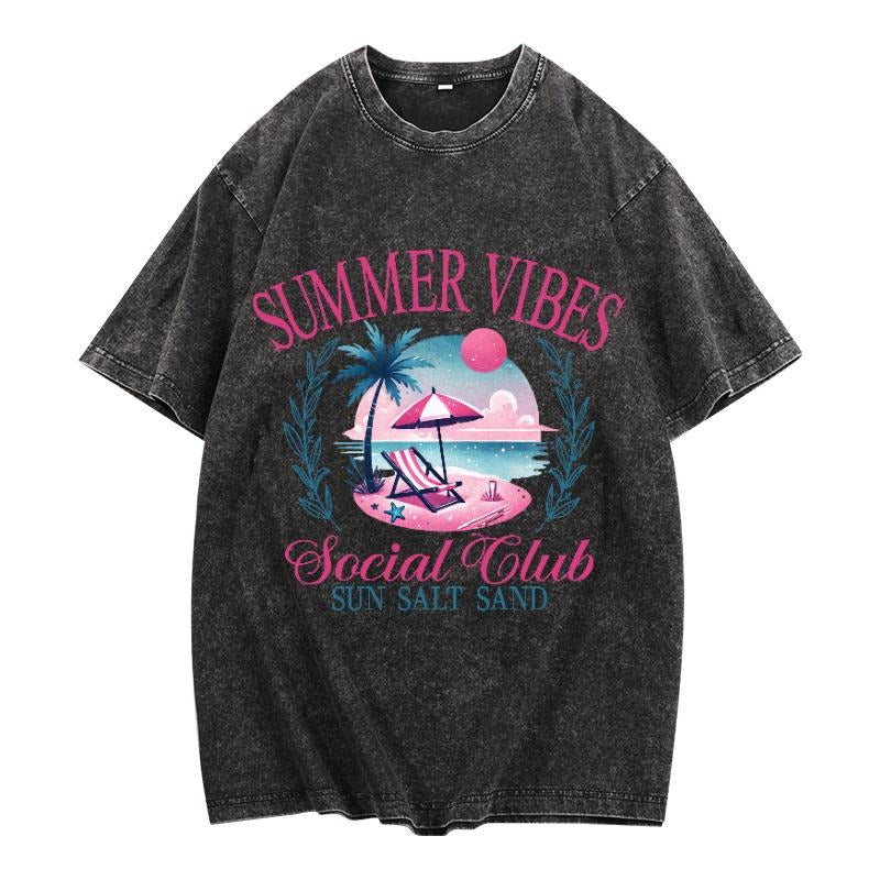 Washed Lightsaber brand - Shirt with "Summer Vibes Social Club": Beach