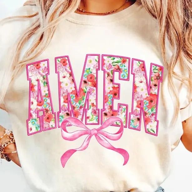 Watercolor Amen Flowers DTF Transfers - THIS IS NOT A SHIRT Hoodie, Sweatshirt | RetroVerseTees.com