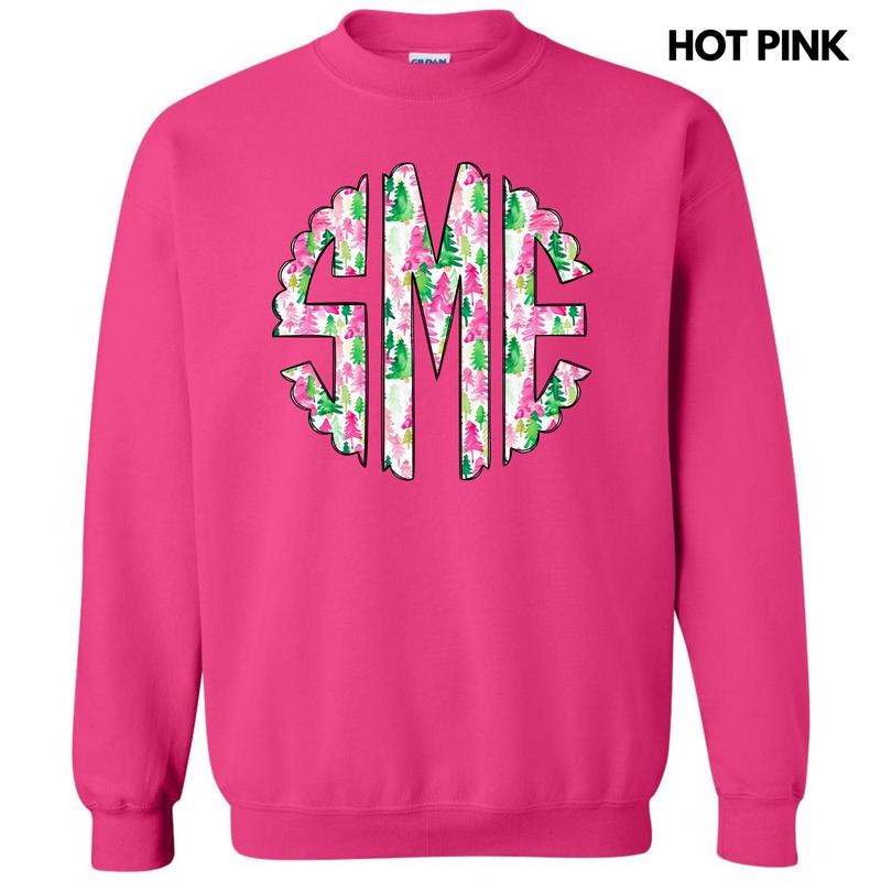 Watercolor Christmas Monogram Sweatshirt 'NLB' T-Shirts, Hoodie | RetroVerseTees.com