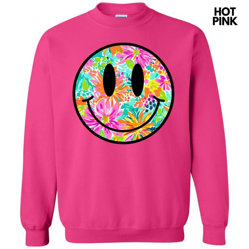 Watercolor Flowers Happy Face Sweatshirt 'NLB' T-Shirts, Hoodie | RetroVerseTees.com