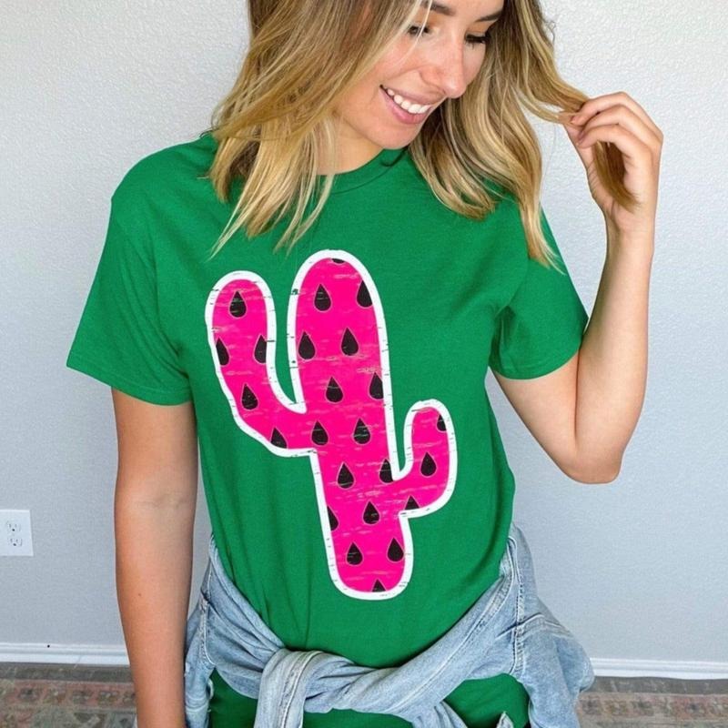 Watermelon Cactus Graphic Tee Hoodie, Sweatshirt | RetroVerseTees.com