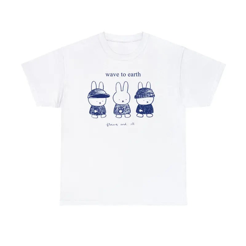 Wave To Earth Miffy Inspired T-Shirt Music Fan Cartoon Rabbit Graphic Unisex Meme Tee Hoodie, Sweatshirt | RetroVerseTees.com