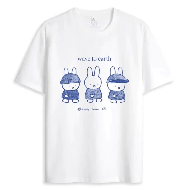 Wave To Earth Miffy Shirt Cute Soft T-shirt Unisex Tops Comfort Crewneck Casual Hoodie, Sweatshirt | RetroVerseTees.com
