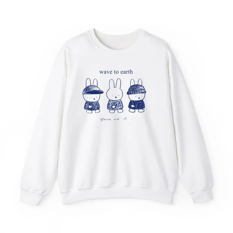 Wave To Earth Miffy Sweatshirt Music Fan Cartoon Rabbit Graphic Unisex Meme Sweatshirt T-Shirts, Hoodie | RetroVerseTees.com