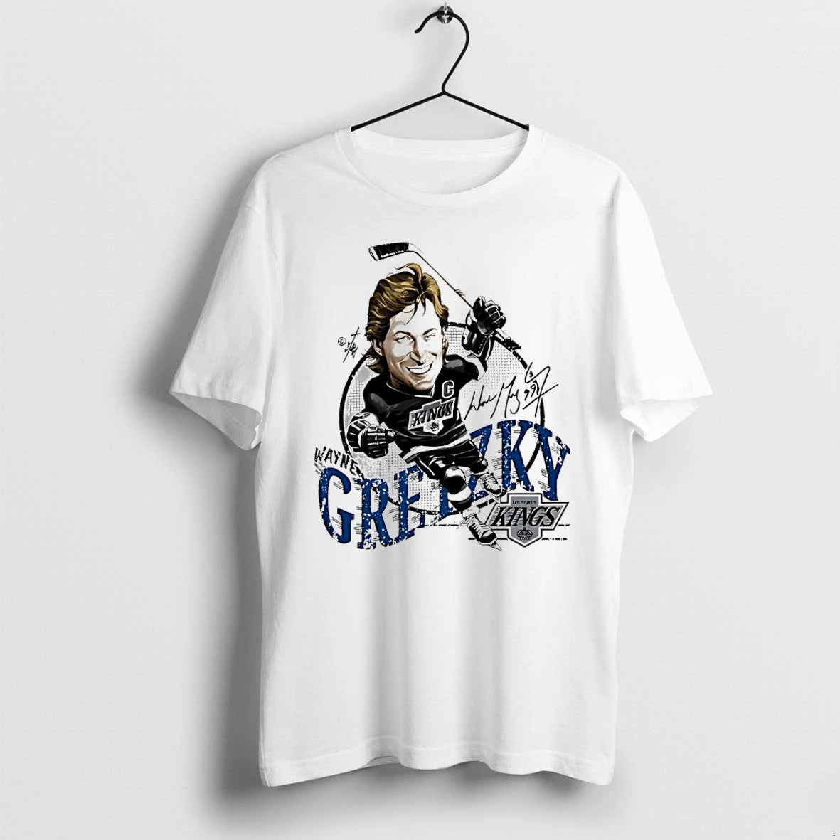 Wayne Gretzky Los Angeles Kings Bruce Stark Wave Signature Tshirts Sweater