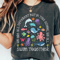 We Are Different But In This School We All Swim Together Shirt, Teacher Shirts, Ocean Animal Outfit,Underwater Sea Turtle...