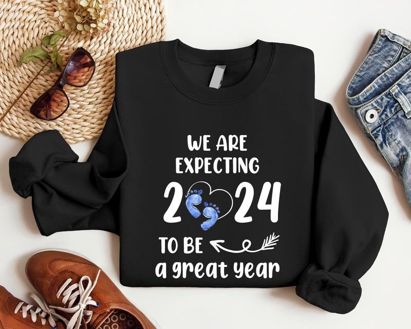 We Are Expecting 2024 To Be A Great Year Sweatshirt, Pregnancy Announcement Sweater, Mom To Be Gift Hoodie, Expecting...