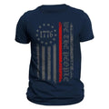 We The People 1776 Thin Red Line Vertical Flag Firefighter Men's T-Shirt Casual Classic Hoodie, Sweatshirt