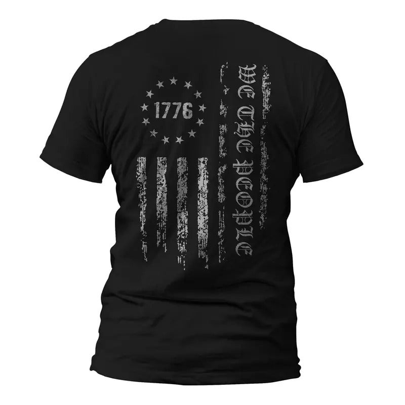 We The People 1776 USA Distressed Flag Back Print T-Shirt Hoodie, Sweatshirt | RetroVerseTees.com