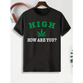 [Weed Print Graphic Tee] Casual Comfy Weed Print Graphic T-shirt - Men's Summer Tees