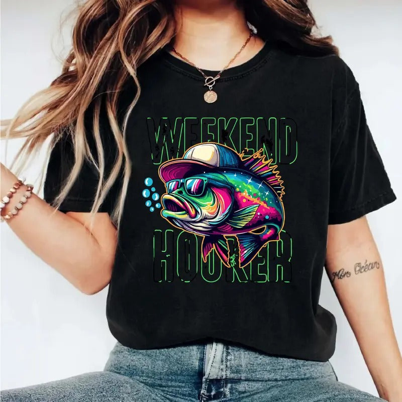 Weekend Hooker Fishing T-Shirt, Funny Fishing Shirt, Lake Vibes Tee, Dad Fishing Tee, Fishing Lover Shirt, Fisherman...