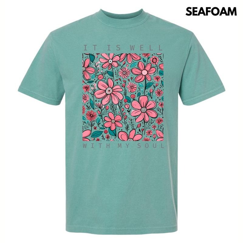 Well With My Soul Florals Comfort Colors T-Shirt 'NLB' Hoodie, Sweatshirt | RetroVerseTees.com