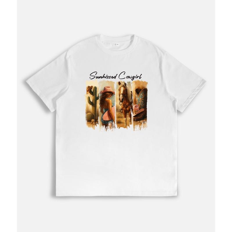 Western - inspired Gunpla brand Charming Lightsaber brand - Shirt: "Sunkissed Cowgirl" with Artistic Illustrations FOG...