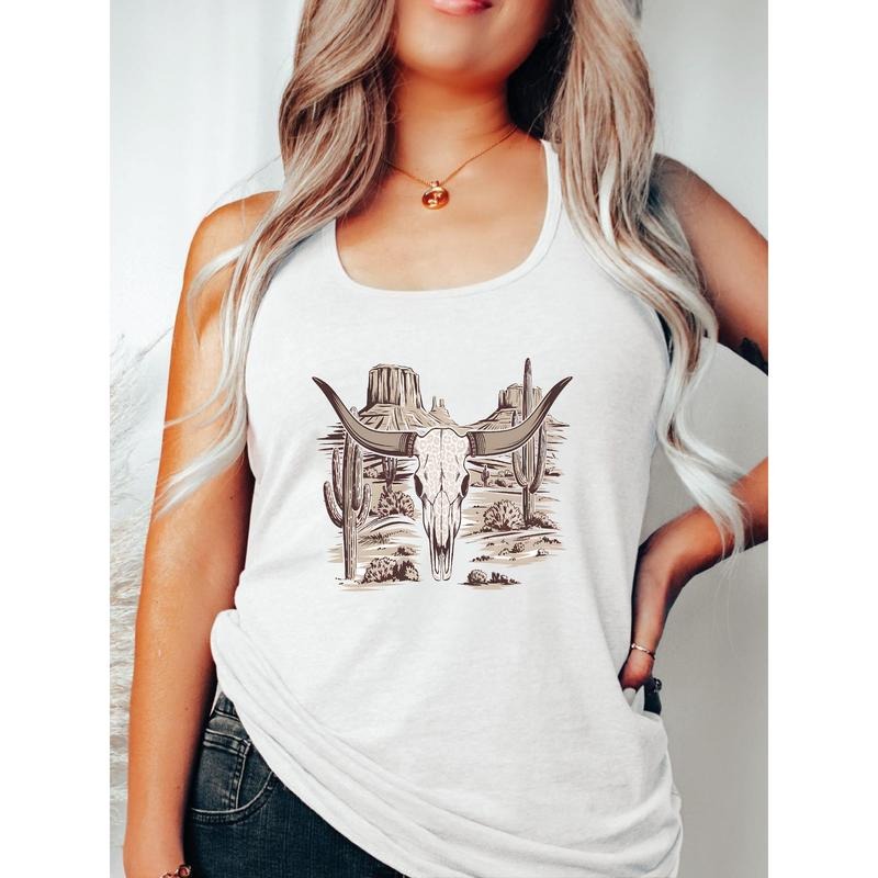 Western - inspired Gunpla brand Trendy Vest: Embrace TNF Desert TNF with WB shield Longhorn Skull Graphic - Perfect for...