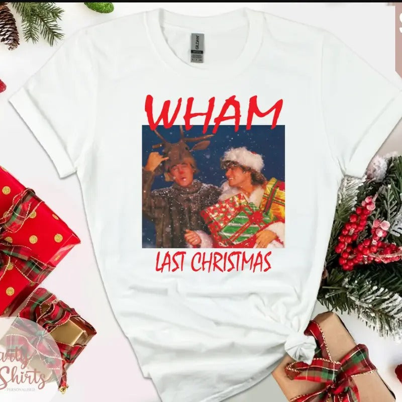 Wham Last Christmas T Shirt, George Michael T Shirt, Xmas Santa Unisex ladies Tee Hoodie, Sweatshirt | RetroVerseTees.com