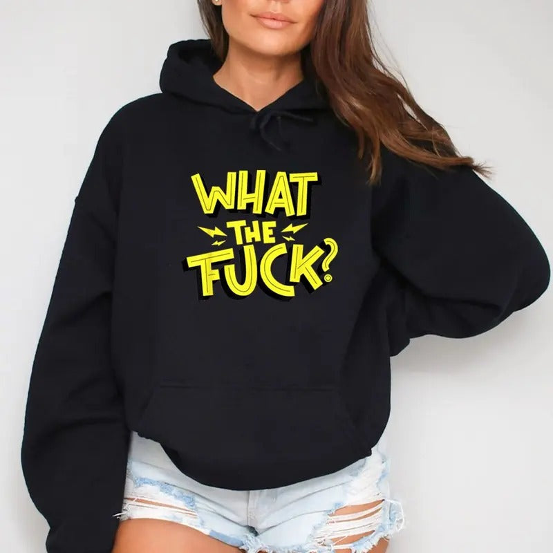 What The F*ck Funny Sweatshirt Casual Street Style Fleece Crewneck Pullover Sweatshirt Tops Trendy For Women For Men,...