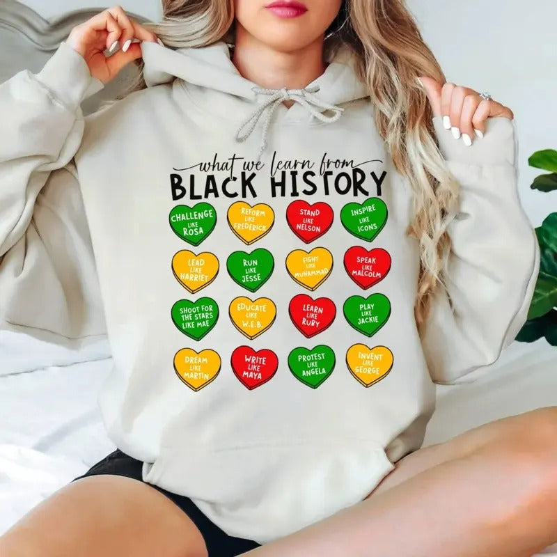 What We Learned From Black History Tshirt Sweatshirt Hoodie, Black History Month, African American, Juneteenth Shirt ,...