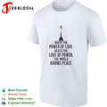 When the power of love beats the love of power the world knows peace tower silhouette couple shirt