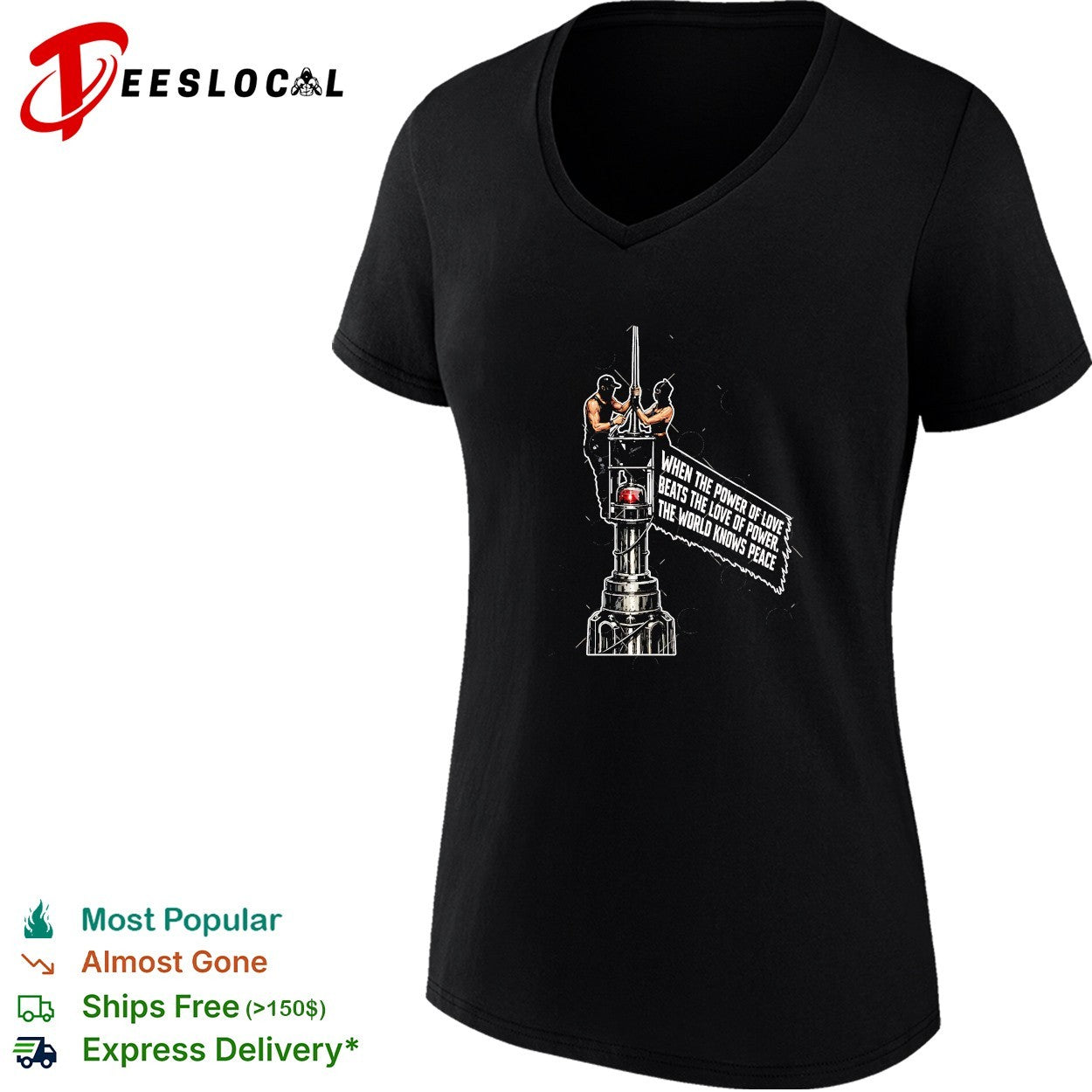 When the power of love beats the love of power the world knows peace two men ornate post shirt