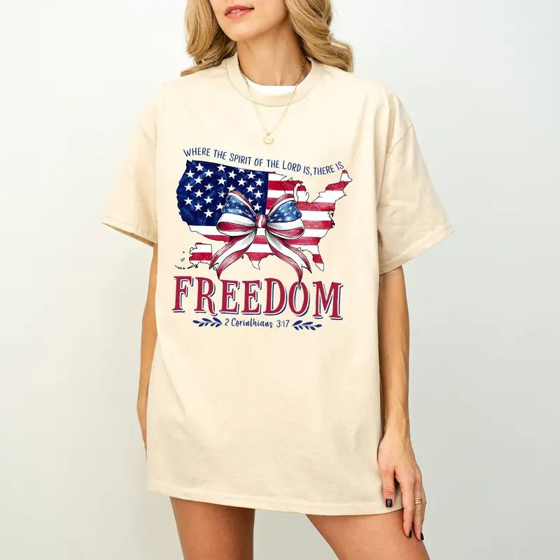 Where the Spirit Of The Lord Is There Is Freedom Shirt, America Dalmatian Shirt, Independence Day Shirt, Christian Cross Shirt, America Shirt