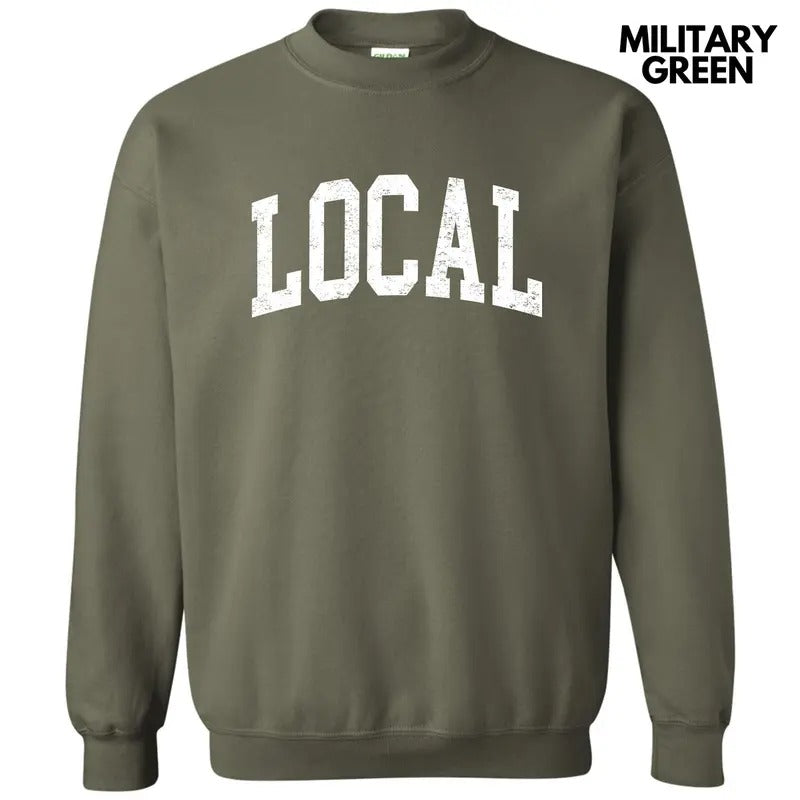 White - Local Varsity Letter Sweatshirt 'NLB' T-Shirts, Hoodie | RetroVerseTees.com