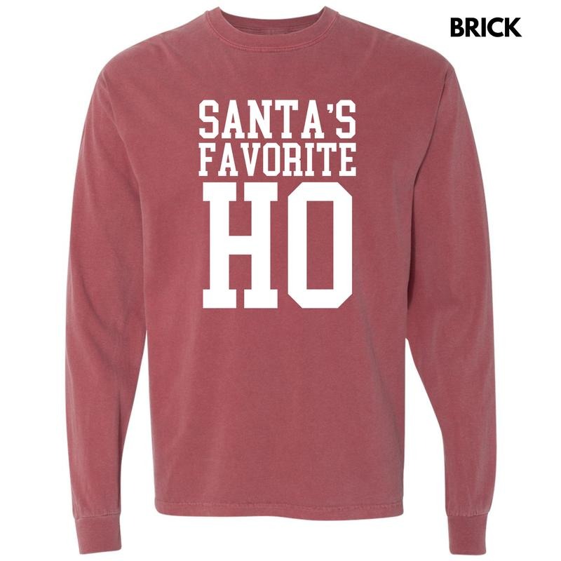 White - Santa's Favorite Ho Long Sleeve Comfort Colors T-Shirt 'NLB' Hoodie, Sweatshirt | RetroVerseTees.com