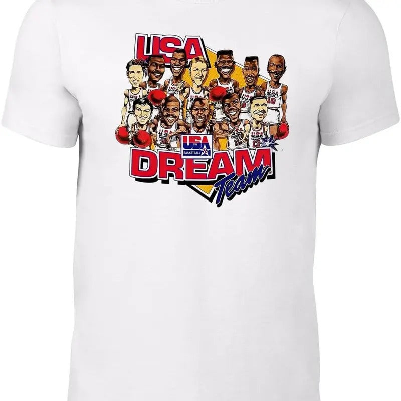 White 1992 Dream Team Big Head Style T-shirt Hoodie, Sweatshirt | RetroVerseTees.com