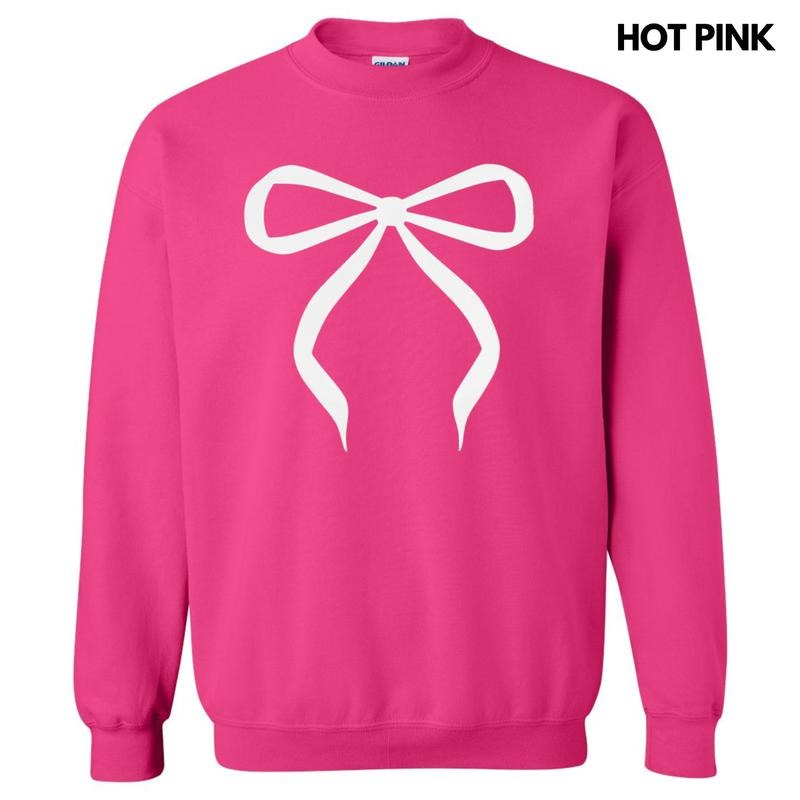 White Bow Coquette Puff Sweatshirt T-Shirts, Hoodie | RetroVerseTees.com