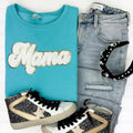 White Chenille Mama Patch Sweatshirt T-Shirts, Hoodie | RetroVerseTees.com