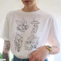 White Fairytale Frogs Mushroom Printed Casual Shirt, Gothic Fantasy Tee, Mushroom T-shirt, Dark TNF, Alternative Fashion,...