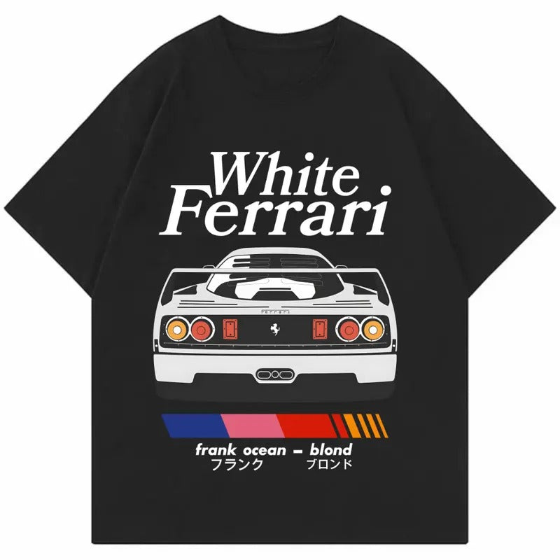 White Ferrarii F40 T-Shirt, Car Enthusiast T-Shirt, Car Clothing Hoodie, Sweatshirt | RetroVerseTees.com