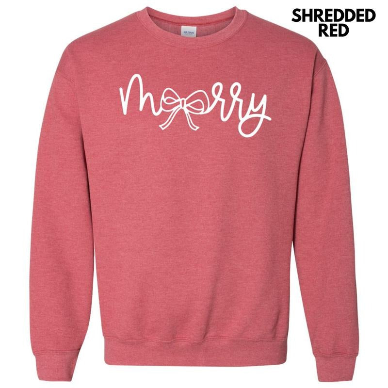 White Merry Bow PUFF Sweatshirt T-Shirts, Hoodie | RetroVerseTees.com