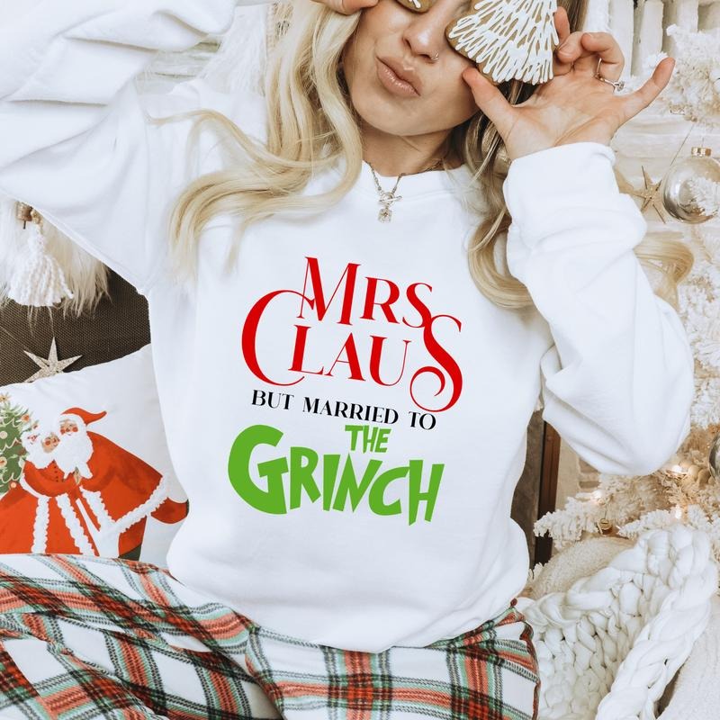 White Mrs Claus Unisex Gildan Sweatshirt T-Shirts, Hoodie | RetroVerseTees.com