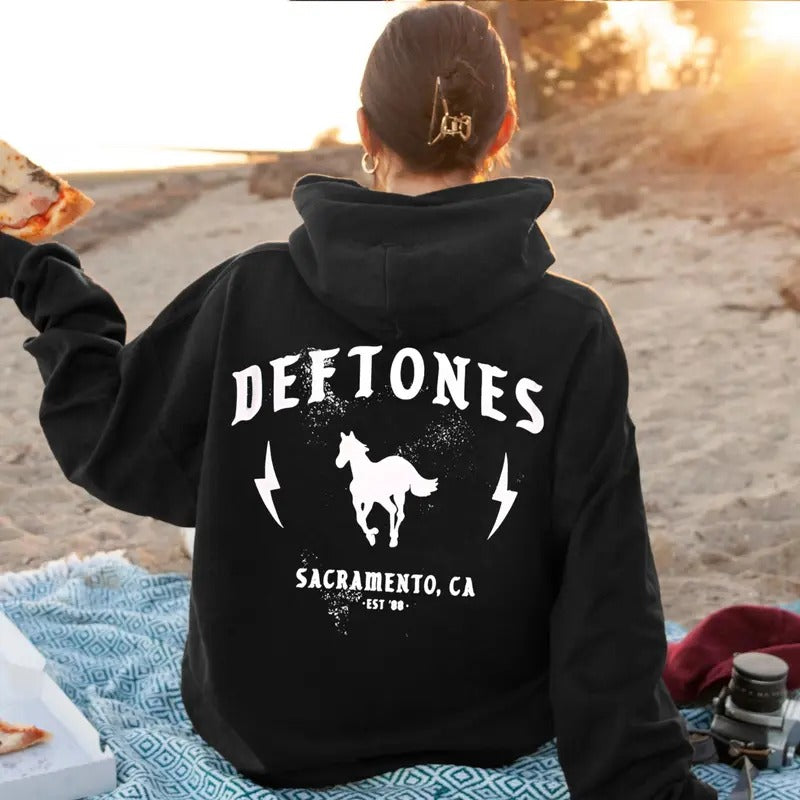White Pony Back Hoodie, Deftoness Merch, Heavy Metal Band Shirt, Unisex Sweater Pullover Tee Sweatshirt | RetroVerseTees.com