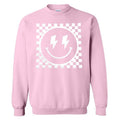 White Puff Checkered Happy Face Sweatshirt T-Shirts, Hoodie | RetroVerseTees.com