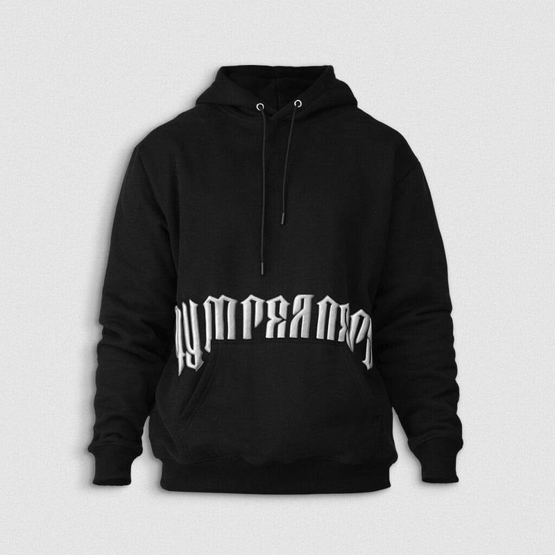 Ultra-Plush Fleece Phantom Hoodie - Black/White Stretchable Ribbed Sweatshirt Menswear Pocket T-Shirts | RetroVerseTees.com