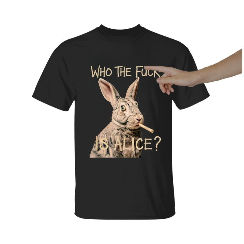 Who the Fck Is Alice? Funny Rabbit Humor Graphic T-Shirt, Unisex Tee, For Men And Women, Menswear, Classic Cotton Hoodie,...