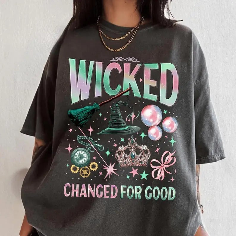 Wicked Change For Good T-Shirt, Defy Gravity Broomstick Magic Wand, Wizard Movie Shirt For Fans Cotton Unisex Hoodie,...