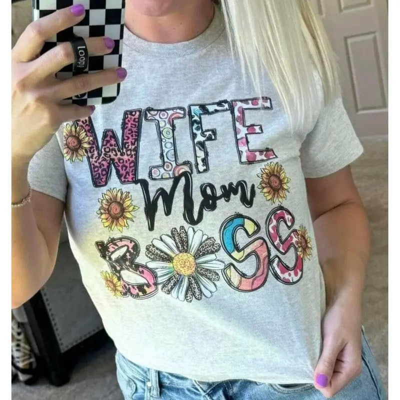 Wife Mom Boss Graphic T-shirt Hoodie, Sweatshirt | RetroVerseTees.com
