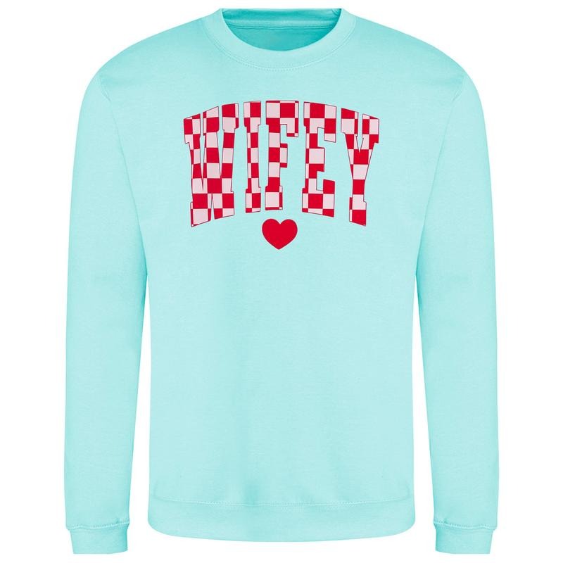 Wifey Checkered Just Hoods Sweatshirt T-Shirts, Hoodie | RetroVerseTees.com