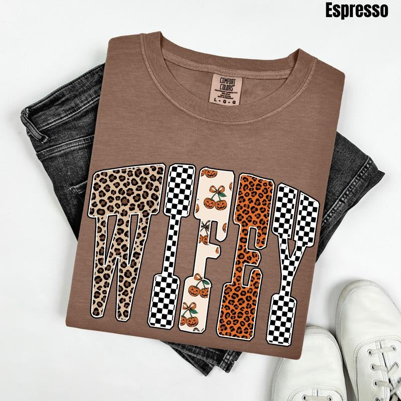 Wifey Pumpkin Pattern Comfort Colors T-Shirt 'NLB' Hoodie, Sweatshirt | RetroVerseTees.com