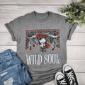 Wild Soul Cow Skull With Red Roses Graphic T-shirt Hoodie, Sweatshirt | RetroVerseTees.com