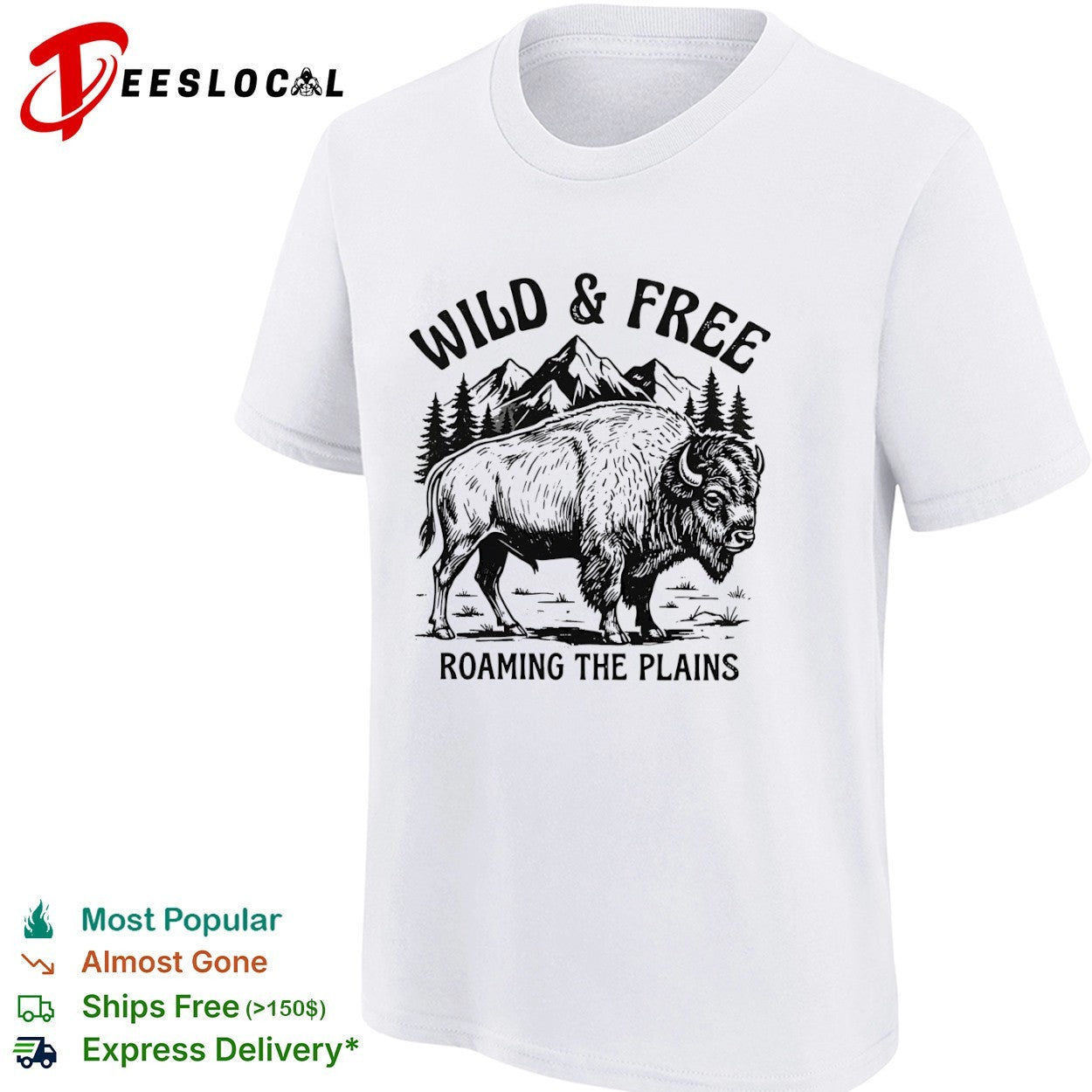 Wild and Free Roaming the Plains American Bison Mountain Nature Wildlife shirt