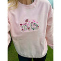 Wildflowers Embroidered Blush Pink Sweatshirt T-Shirts, Hoodie | RetroVerseTees.com