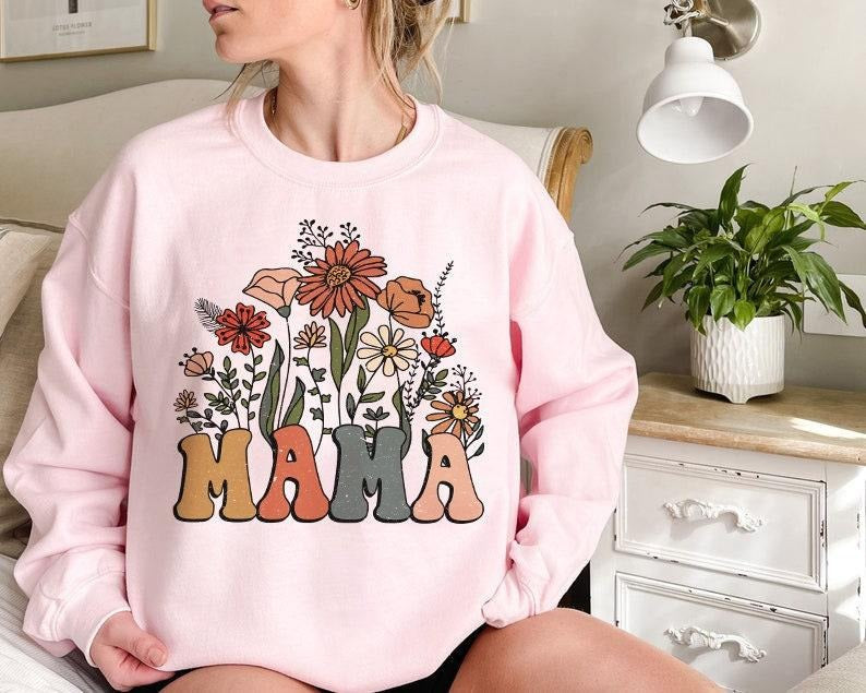 Wildflowers Mama Shirt, Retro Mom TShirt, Mother's Day Gift Best Price Hoodie, Sweatshirt | RetroVerseTees.com