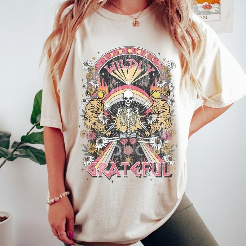 Wildly Grateful Skeleton Vintage Shirt, Grateful Vintage Shirt, Wildly Grateful Concert Shirt, Comfort Colors, Skeleton...