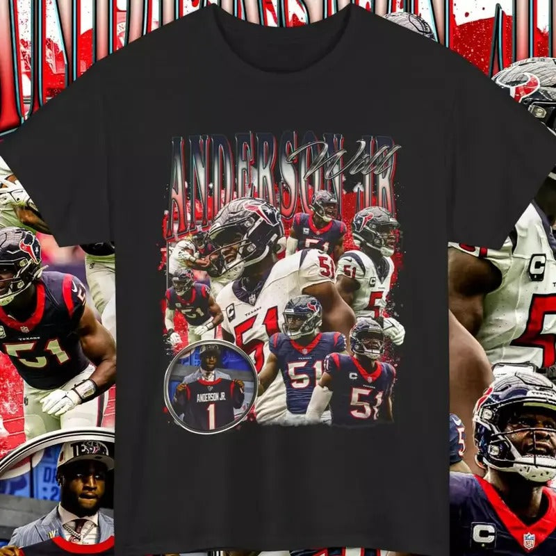 Will Anderson Jr. T-Shirts Graphic Tee Vintage Houston Football Unisex, Apparel for Game Day, Gift for Football Fans...