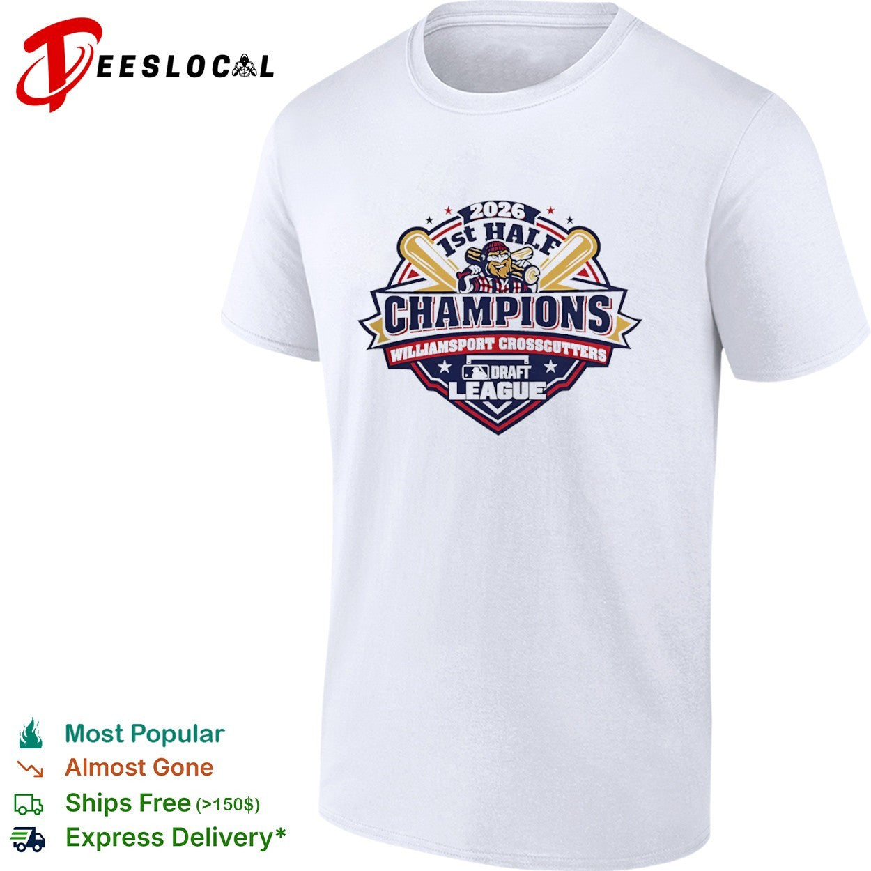 Williamsport Crosscutters 2026 1st Half Champions MLB Draft League shirt