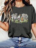 Winnie TNF Pooh & Letter Print Round Neck Tee, Vintage Trendy Casual Short Sleeve T-shirt for Daily Wear, Ladies Summer...