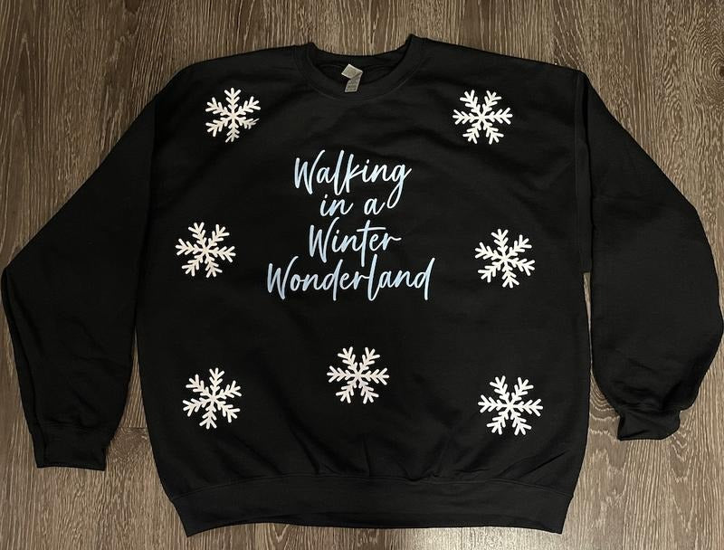 Winter Crewneck with Glitter Snowflakes T-Shirts, Hoodie, Sweatshirt | RetroVerseTees.com